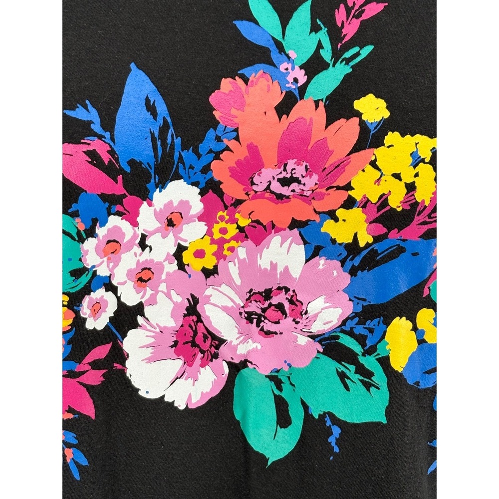 Woman Within T-Shirt Black Floral Graphic Short Sleeve Relaxed Fit L 18/20 - Picture 5 of 6